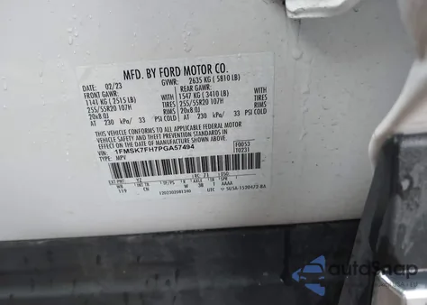 2023 Ford Explorer Limited z USA, uszkodzony, nr VIN 1FMSK7FH7PGA57494